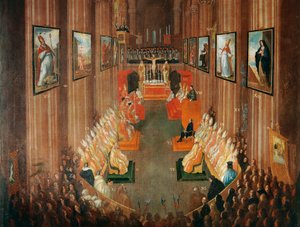 Sessão de abertura do Concílio de Trento em 1545, pormenor de Niccolo Dorigati