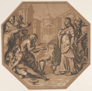 Pessoas prestando homenagem à beleza de Psique, ca. 1540-50., c. 1540-50. de Niccolo Vicentino