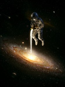 Astronauta alimenta a galáxia