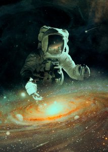 Astronauta sobre a galáxia