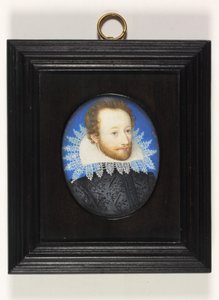 Um cavalheiro chamado Conde de Essex (aquarela em marfim) de Nicholas (school of) Hilliard