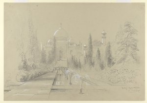 O Taj Mahal, Agra, 24 de janeiro de 1870 (lápis com realce branco sobre papel)