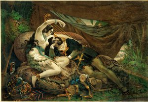 A mexicana Alaida, irmã de Zingari, chefe azteca, com Cortes na sua tenda ... de Nicholas Eustache (after) Maurin