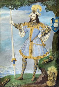 Retrato de George Clifford, terceiro conde de Cumberland (1558-1605), navegador. Miniatura a aguarela sobre pergaminho de Nicholas Hilliard (1547-1618), ca. 1590 de Nicholas Hilliard