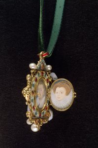 The Gresley Jewel, com retratos em miniatura de Sir Thomas Gresley e sua noiva Catherine Walsingham (ver também 14568) (mídia mista)