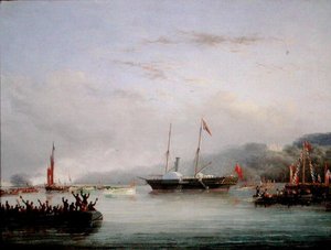 O Primeiro Iate Victoria And Albert ao largo de Plymouth (óleo a bordo)
