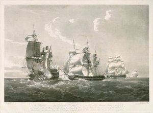Combate entre o "Guillaume Tel" e o HMS "Penelope", 30 de março de 1800 de Nicholas Pocock