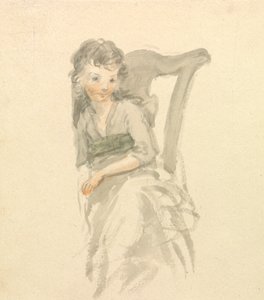 Estudo de uma rapariga sentada numa cadeira de Nicholas Pocock