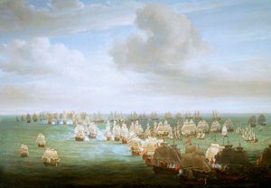 A Batalha de Trafalgar, 21 de outubro de 1805, início da ação, c.1808 (óleo sobre tela) de Nicholas Pocock