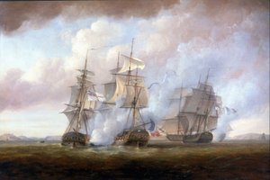 A captura das fragatas francesas "Resistance" e "Constance" pelos HMS "San Fiorenzo" e "Nymphe", em 9 de março de Nicholas Pocock