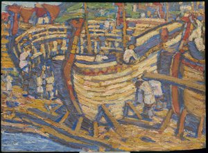 Construindo os navios. Esboço para a pintura do mesmo título, 1903 de Nicholas Roerich