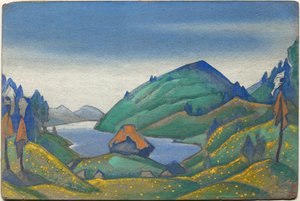 Decoração para o ballet de Stravinsky "O Rito da Primavera", 1944 de Nicholas Roerich