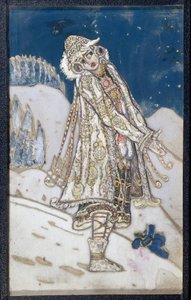Projeto de figurino para a peça La demoiselle des neiges de Alexandre Ostrovski (1823-1886). (Figurinos para a peça de teatro Snow Maiden, de A. Ostrovsky). Obra de Nicholas Roerich (1874-1947), têmpera sobre papel de Nicholas Roerich