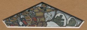 Esboço para a decoração triangular mais à esquerda do friso da majólica "Northern Life", 1905 de Nicholas Roerich