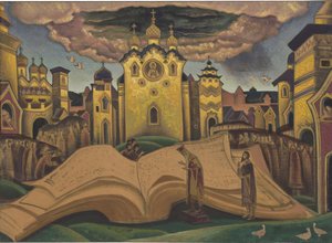 O Golubinaya Kniga (O Livro da Pomba, le livre de la colombe) por Roerich, Nicholas (1874-1947). Têmpera sobre tela, tamanho: 73,5x101,5 de Nicholas Roerich