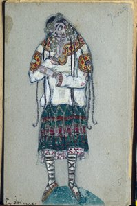 A jovem, figurino do balé de Igor Stravinsky "O Rito da Primavera", 1912 de Nicholas Roerich