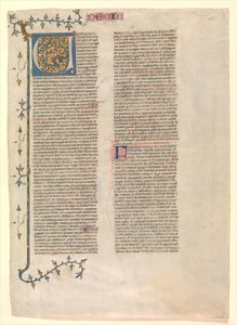 Inicial V do comentário de Neemias, uma das seis folhas ilustradas..., ca. 1360-1380. de Nicholas of Lyra