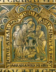 Abraão e Melquisedeque ... (cobre dourado esmaltado) de Nicholas of Verdun