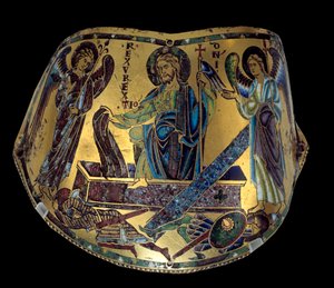 Armilla: A Ressurreição. Meuse cobre e bracelete cerimonial de esmalte. Workshop de Nicolas Verdun (ca. 1130/50-1205) Idade Média, ca. 1170-1180. Paris, Musee Du Louvre de Nicholas of Verdun