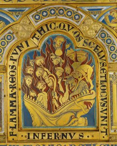 Os condenados no inferno, do altar de Verdun ... de Nicholas of Verdun
