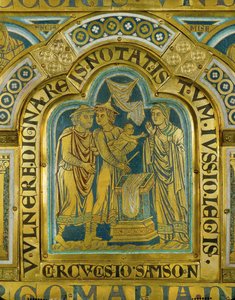A circuncisão de Sansão ... (esmalte sobre cobre dourado) de Nicholas of Verdun