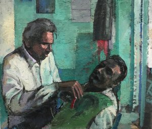 Barbearia, 2017-23 (óleo sobre tábua)