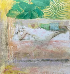 Cama de dia, 2022-23 (óleo sobre tábua) de Nick Williams