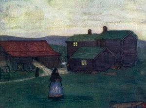 Noruega: Casas de quinta construídas de polacos (cor litho) de Nico Jungman