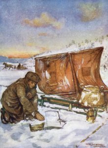 Noruega: Pesca através do gelo no fiorde Christiania (cor litho) de Nico Jungman