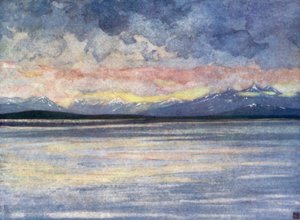 Noruega: Montanhas e fiorde de frente para o Molde (cor litho)