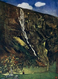 Noruega: Romsdals Waterfall (cor litho) de Nico Jungman