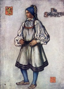 Noruega: Saetersdalen Peasant Girl (cor litho) de Nico Jungman