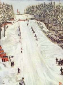 Noruega: esportes de esqui, o dia do Grande Holmencollen fora de Christiania de Nico Jungman
