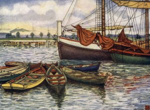 Noruega: Trondhjem, Barcos Antigos (cor litho) de Nico Jungman