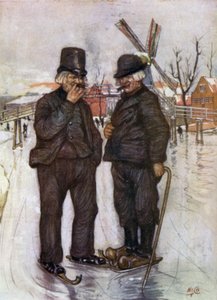 Velhos Holandeses em Patins (cor litho) de Nico Jungman