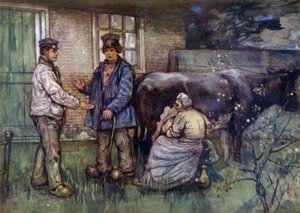 A Venda de uma Vaca (cor litho) de Nico Jungman
