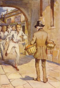 Havia uma correria de meninos pequenos sobre o pequeno homem de cara pálida (cor litho)