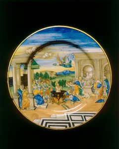 Martírio de Santa Cecília, prato de Nicolò Pellipario