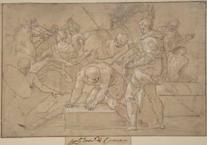 Estudo de Composição de Cena Histórica para Chapelle de Guise, século XVI. de Nicolò dell