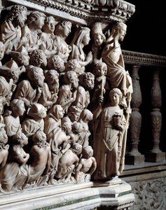 Último julgamento, o eleito, detalhe do Pulpit de Nicola Pisano
