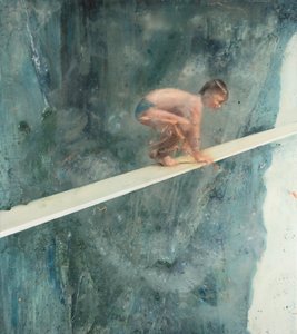 Criança sobre tábua, 2017 (óleo sobre tela) de Nicola Pucci
