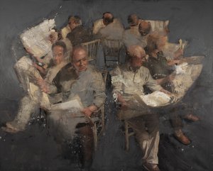 Leitura quotidiana, 2021 (óleo sobre tela) de Nicola Pucci
