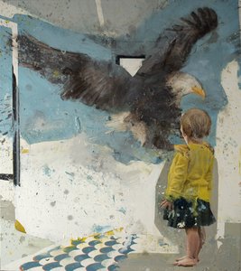 Rapariga com águia, 2022 (óleo sobre tela) de Nicola Pucci