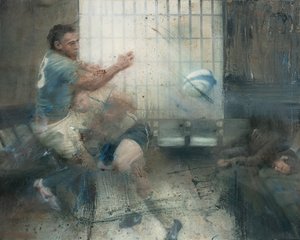 Tackling, 2016 (óleo sobre tela) de Nicola Pucci