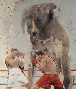 Três boxeadores II, 2023 (óleo sobre tela)