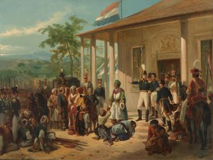 A prisão de Diepo Negoro pelo tenente-general Baron De Kock A prisão de Diponegoro pelo tenente-general De Kock