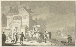 Grupo de viagem para pousada à noite de Nicolaes Aartman