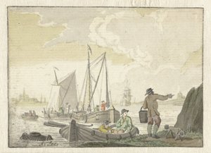 Vista para o rio com navios de Nicolaes Aartman