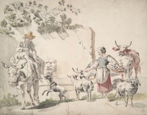 Camponeses indo ao mercado de Nicolaes Berchem