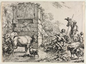A vaca bebendo de Nicolaes Berchem